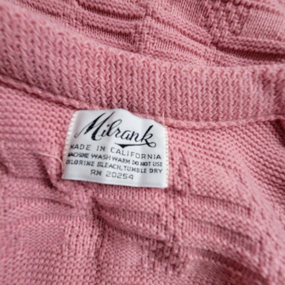 Vintage Milrank Vest Womens Pink Knit Cardigan Sweater Open Front Pockets USA - Picture 3 of 7